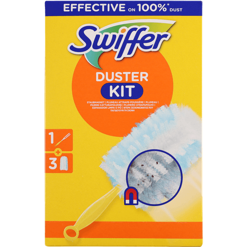 Foto van Swiffer Duster startpakket houder + 3 doeken op witte achtergrond