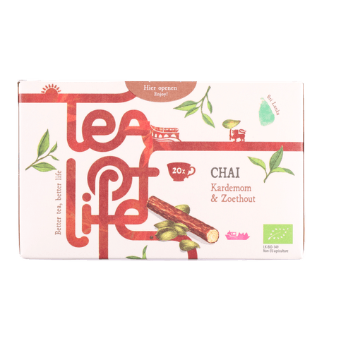 Foto van TEA OF LIFE Chai kardemom & zoethout 20 zk. op witte achtergrond