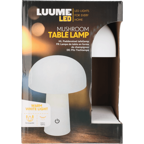 Foto van Paddenstoel tafellamp 2 kleuren op witte achtergrond