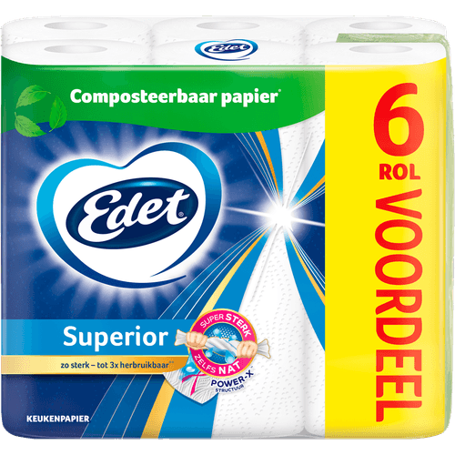 Foto van Edet Keukenpapier 6 rol op witte achtergrond