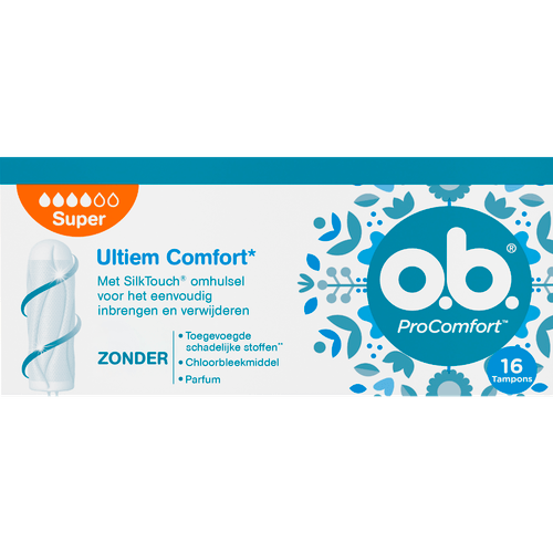 Foto van O.B. Tampons pro comfort super op witte achtergrond