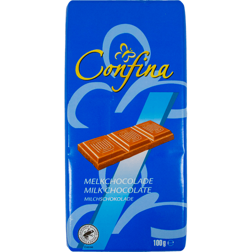 Foto van Confina Chocoladereep melk op witte achtergrond