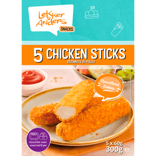 Foto van Lekker & Anders Chicken sticks 5 st. op witte achtergrond