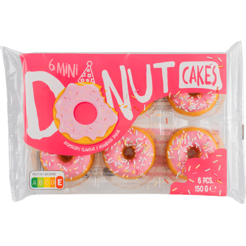 Foto van Van Dijk Donut cakejes framboos op witte achtergrond