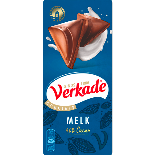 Foto van Verkade Chocoladereep melk op witte achtergrond