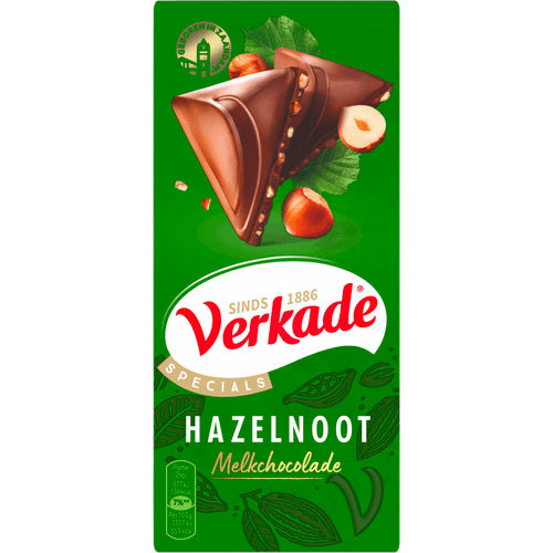 Foto van Verkade Chocoladereep hazelnoot op witte achtergrond