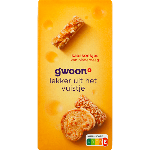 Foto van G'woon Kaaskoekjes assorti op witte achtergrond