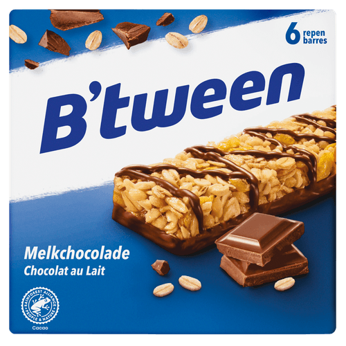 Foto van Hero B'tween melk chocolade repen 6 stuks op witte achtergrond