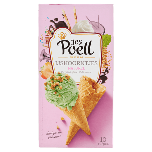 Foto van Jos Poell Ijshoorntjes naturel 10 stuks op witte achtergrond