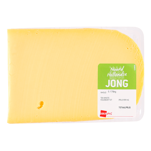 Foto van DekaVers Jonge kaas 48+ gesneden op witte achtergrond