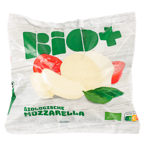 Foto van Bio+ Mozzarella op witte achtergrond