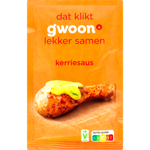Foto van G'woon Mix voor kerriesaus op witte achtergrond