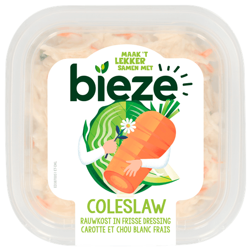 Foto van Bieze Rauwkost coleslaw op witte achtergrond