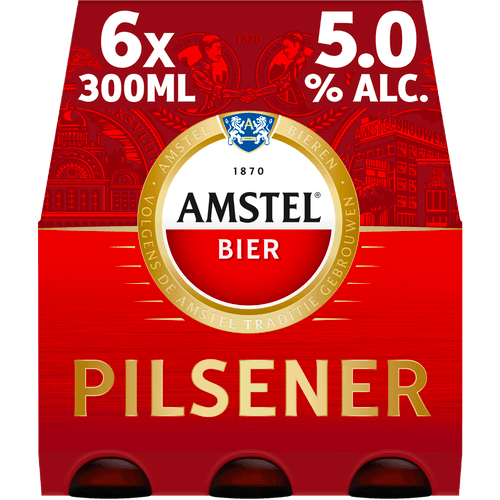 Foto van Amstel Pilsener 6x30cl op witte achtergrond