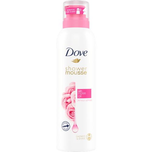 Foto van Dove Shower foam rose oil op witte achtergrond
