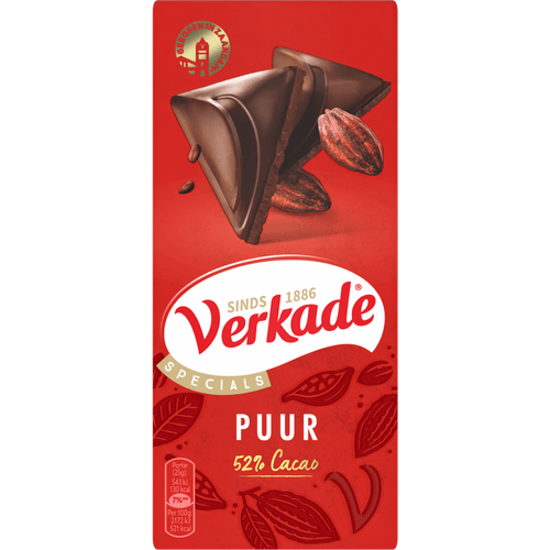 Foto van Verkade Chocoladereep puur op witte achtergrond