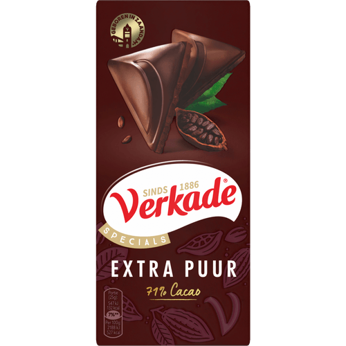 Foto van Verkade Chocoladereep extra puur op witte achtergrond