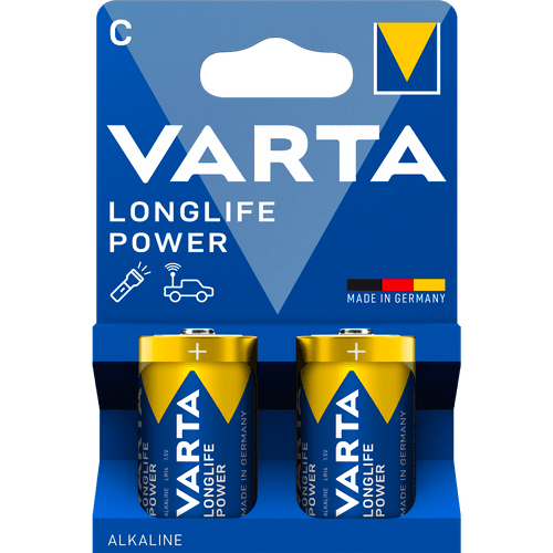 Foto van Varta Batterij longlife power c 2 st. op witte achtergrond