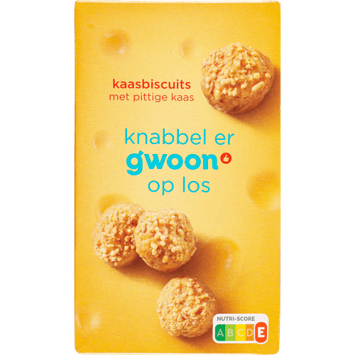 Foto van G'woon Kaasbiscuits op witte achtergrond