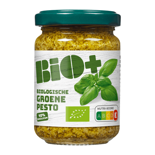 Foto van Bio+ Pesto groen op witte achtergrond