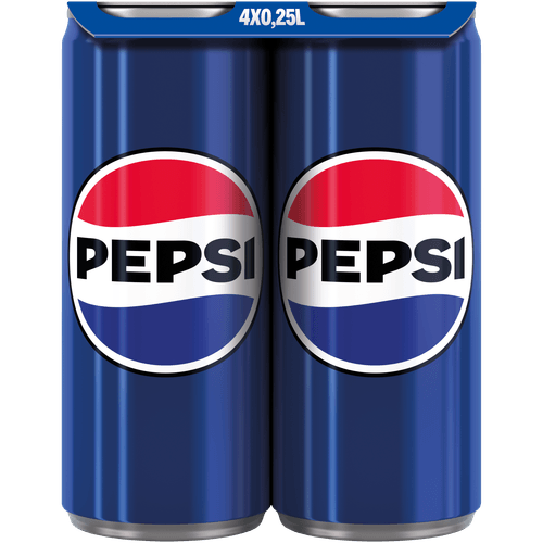 Foto van Pepsi Regular 4 x 25 cl op witte achtergrond
