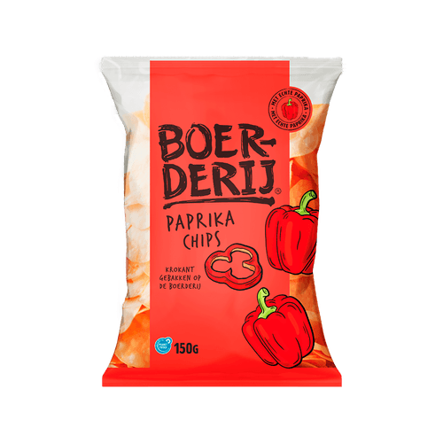 Foto van Boerderij Chips paprika op witte achtergrond