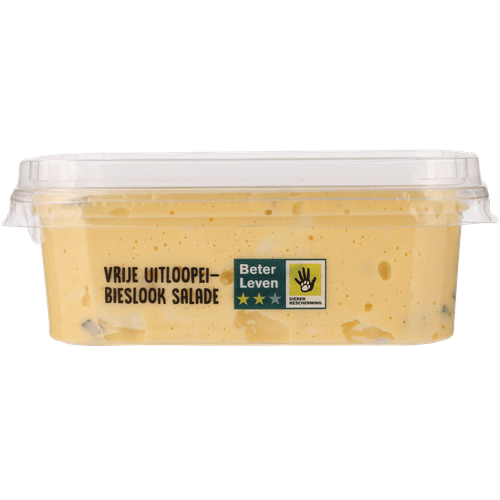 Foto van 1 de Beste Vrije uitloopei bieslook salade op witte achtergrond