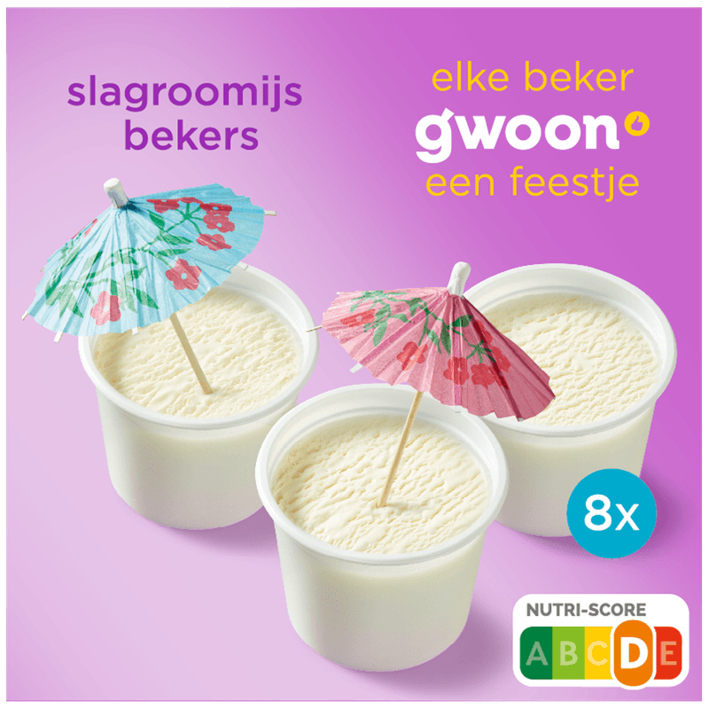 G'woon Slagroomijs bekers 8st