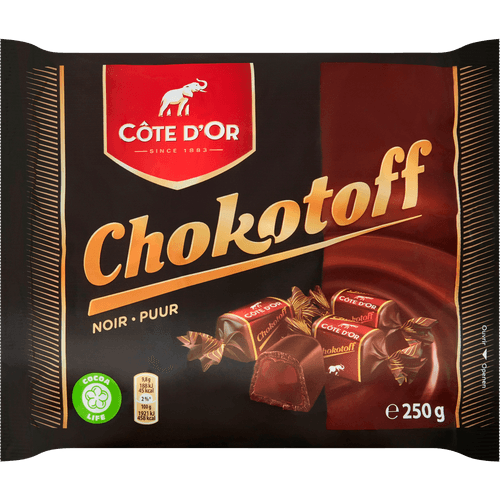 Foto van Côte d'Or Chocotoff Puur zak op witte achtergrond