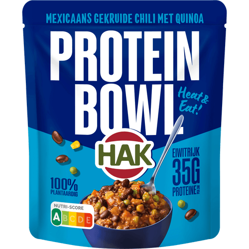 Foto van Hak Mexicaanse chili protein bowl op witte achtergrond