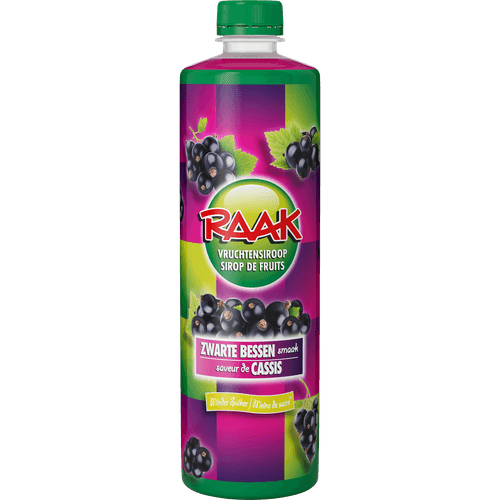 Foto van Raak Limonadesiroop zwarte bessen op witte achtergrond