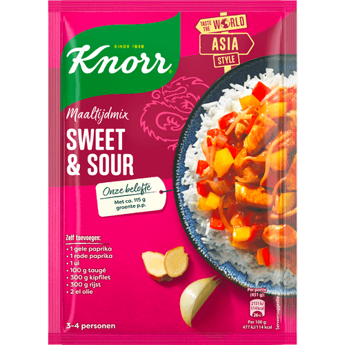 Foto van Knorr Maaltijdmix sweet & sour op witte achtergrond