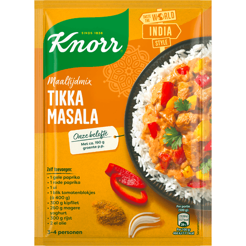Foto van Knorr Maaltijdmix tikka masala op witte achtergrond