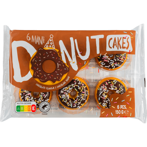 Foto van Van Dijk Donut cakejes chocolade 6 st. op witte achtergrond