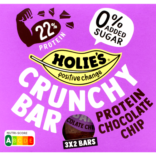 Foto van Holie's Protein chocolate chip 3 st. op witte achtergrond