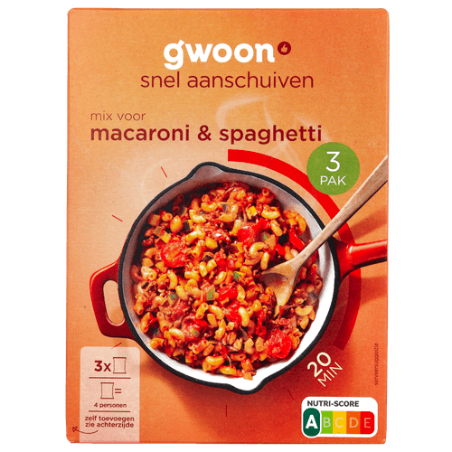 Foto van G'woon Kruidenmix macaroni/spaghetti 3-pack op witte achtergrond