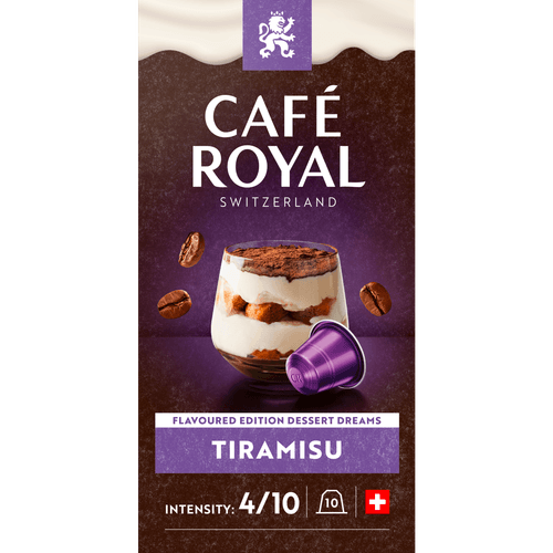 Foto van Café Royal Koffiecups tiramisu op witte achtergrond