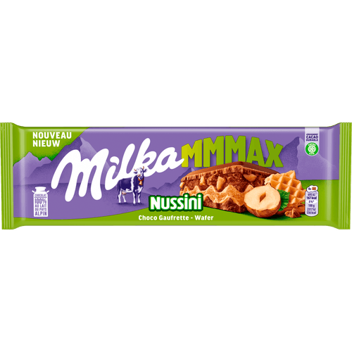 Foto van Milka Chocoladereep mmmax nussini op witte achtergrond