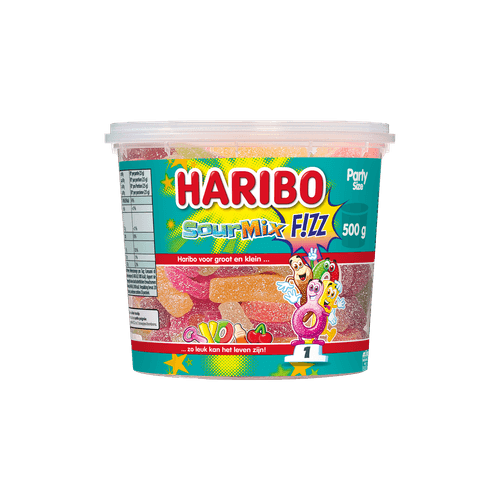 Foto van Haribo Sour mix f!zz op witte achtergrond