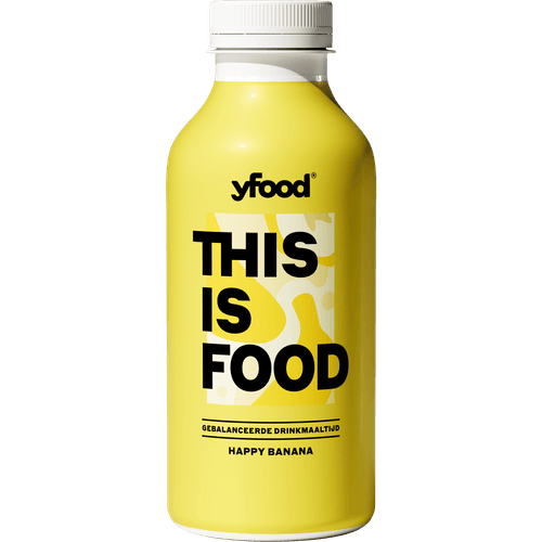 Foto van yfood Happy banana op witte achtergrond