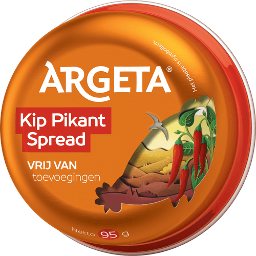 Foto van Argeta Kip spread pikant op witte achtergrond