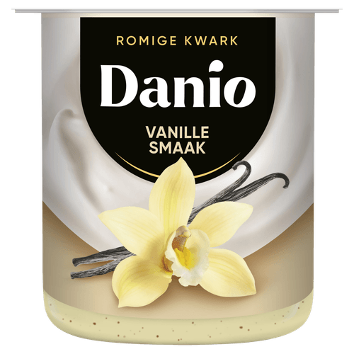 Foto van Danio Romige kwark vanille op witte achtergrond