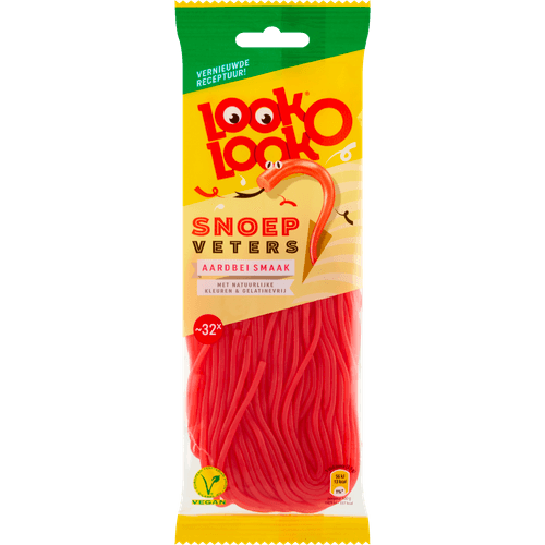 Foto van Look O Look Snoepveters aardbei op witte achtergrond