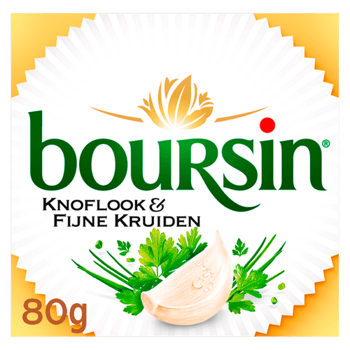 Foto van Boursin Knoflook en fijne kruiden op witte achtergrond