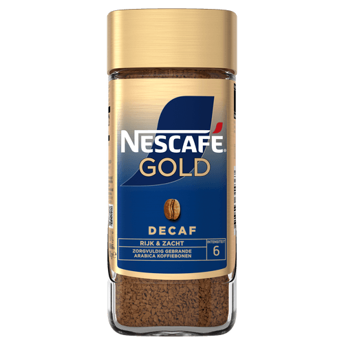 Foto van Nescafé Gold oploskoffie decaf op witte achtergrond