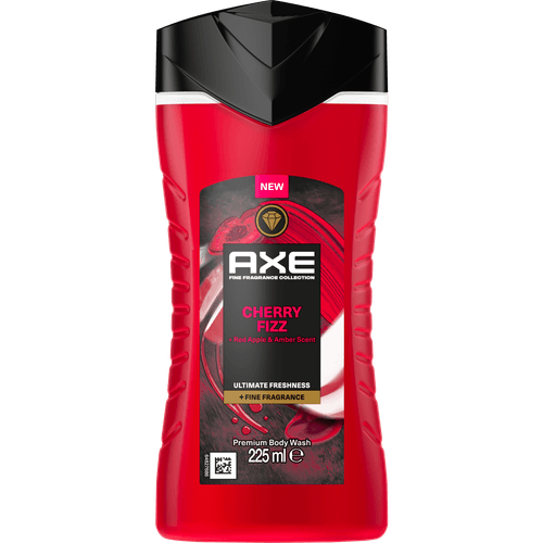 Foto van AXE Douchegel cherry fizz op witte achtergrond