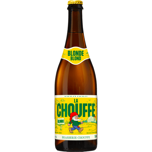 Foto van La Chouffe Blond op witte achtergrond