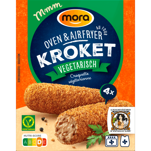 Foto van Mora Oven kroketten vegetarisch op witte achtergrond