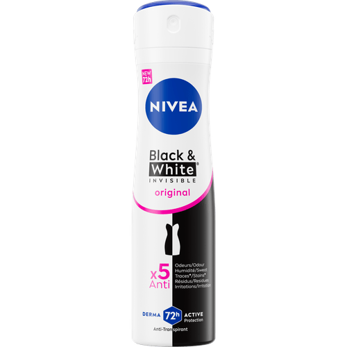 Foto van Nivea Deospray invisible black & white clear op witte achtergrond