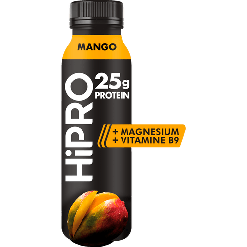 Foto van HiPRO Protein Drink Mango op witte achtergrond